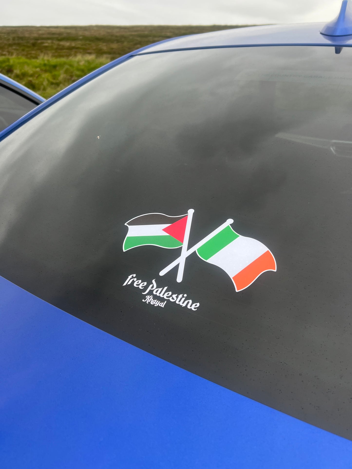 "FREE PALESTINE" IRISH X PALESTINIAN FLAG DECAL