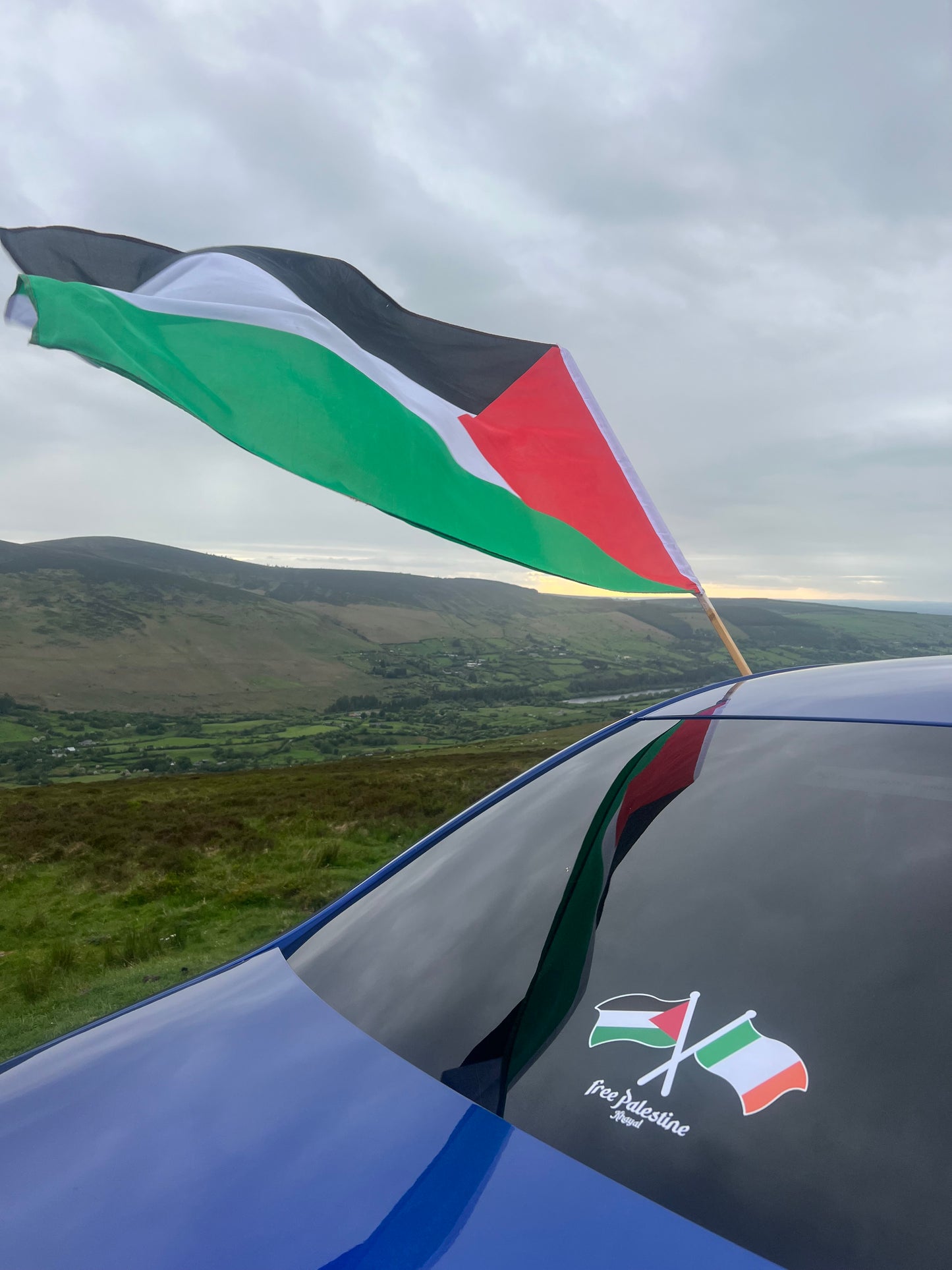 "FREE PALESTINE" IRISH X PALESTINIAN FLAG DECAL